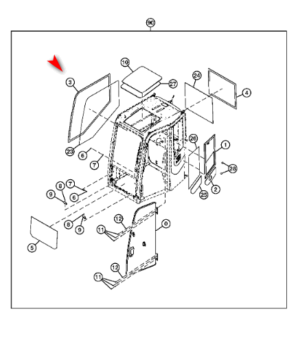 Скло бокове праве екскаватора John Deere 85D Hitachi ZX85USBLC-3 4684424 фото
