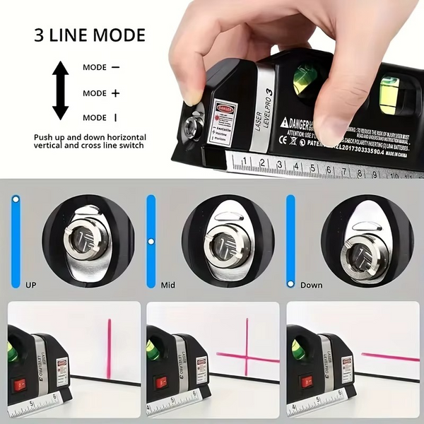 Лазерный уровень Fixit Laser Level Pro 3 в 1 лазерный уровень, жидкостный уровень, рулетка 6940910453 фото