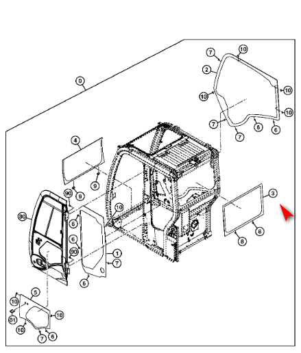 Стекло заднее экскаватора John Deere 75D, 135D, 225DLC 4664385 фото