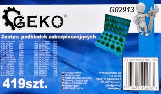 Кольца уплотняющие Geko G02913 набор 419шт. (зеленые) 12889546231 фото