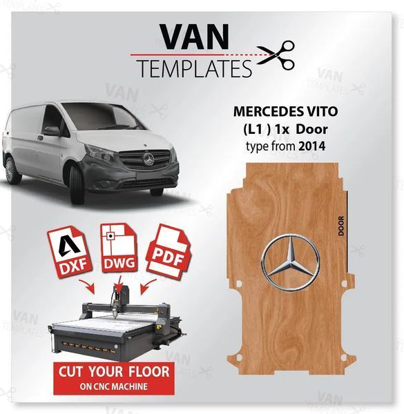 Подлга Mercedes Vito L1 короткий SWB (от 2014г) фанера защита кузова фургона MRVT-01 фото