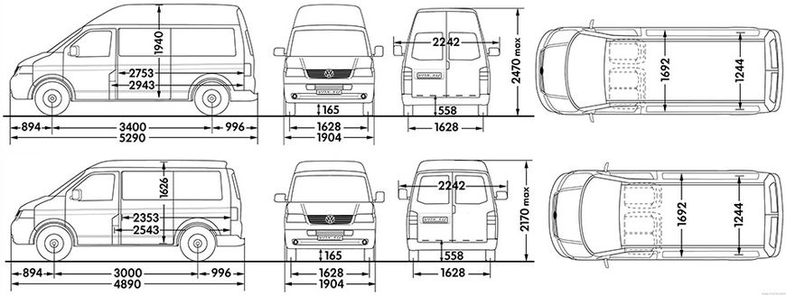 Пол Volkswagen T5 T6 Transporter LWB (2006-2017) лонг ФК фанера Transporter-02 фото