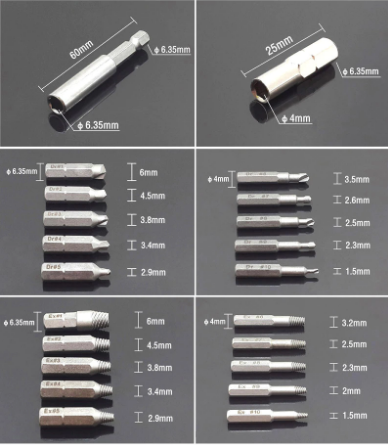 Набір біт-екстракторів для вилучення пошкоджених болтів, шурупів 33 шт 4000336607290 фото