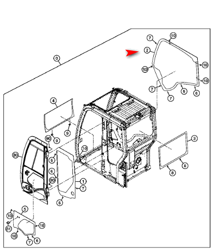 Скло бокове праве екскаватора John Deere 75D, 135D, 225DLC 4664384 фото