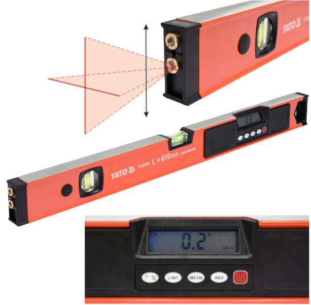 Уровень электронный 610 мм с лазерной точкой YATO YT-30400 7568600078 фото