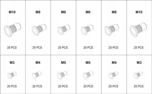 Заклепувальні гайки M3-M10 MIX комплект 300 шт 9587730548 фото