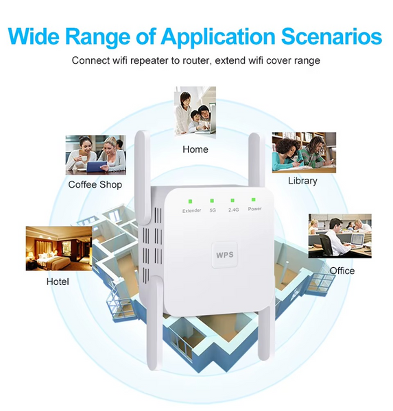 Підсилювач сигналу Wi-Fi 2.4G/5GHz Fenvi, 1200 Мбіт/с 769670 фото