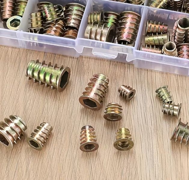 Набор резьбовых вставных гаек E-nut M4 M5 M6 M8 для мебели 90шт. 067585 фото