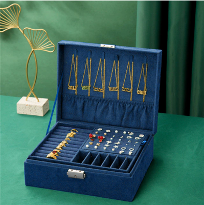 Оксамитова скринька органайзер для ювелірних виробів "Princess" (Blue 23x17x9) 4001172758701-B фото