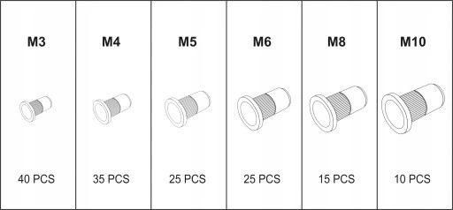 Заклепувальні гайки M3-M10 комплект 150 шт 9659124851 фото