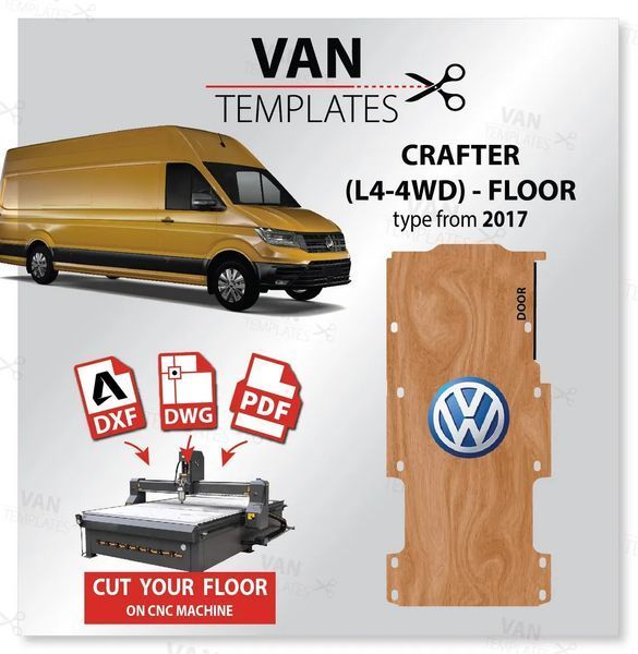 Підлога VW Crafter L4 максі XLWB від 2017р. обшивка підлоги фургона, фанера 10мм VWCR-08 фото