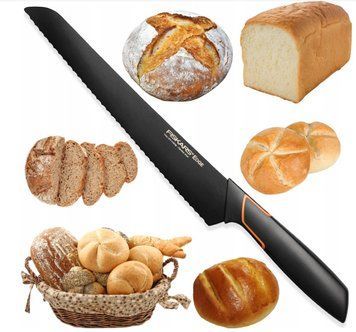 Нож для хлеба Fiskars Edge 24 см (нержавейка с антипригарным покрытием) &mdash; кухонный нож для хлебобулочных изделий. 487377 фото