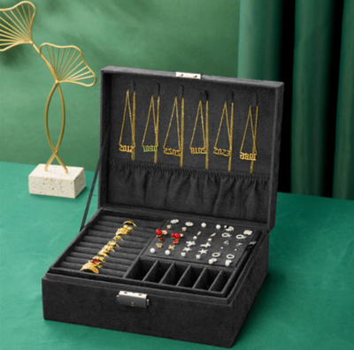 Оксамитова скринька органайзер для ювелірних виробів "Princess" (Black 23x17x9) 4001172758701-D фото