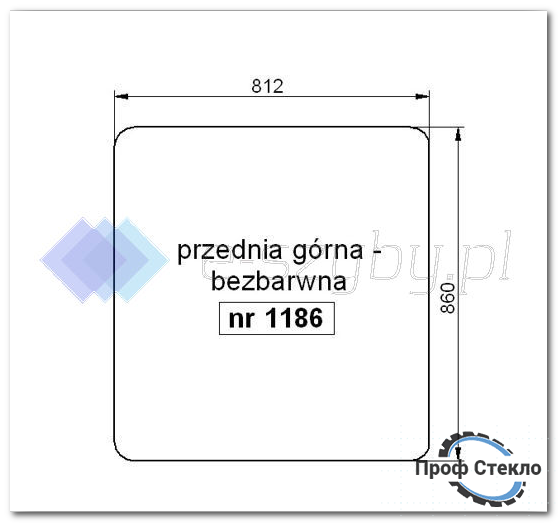 Скло ATLAS 1604 - передня верхня 1186 фото