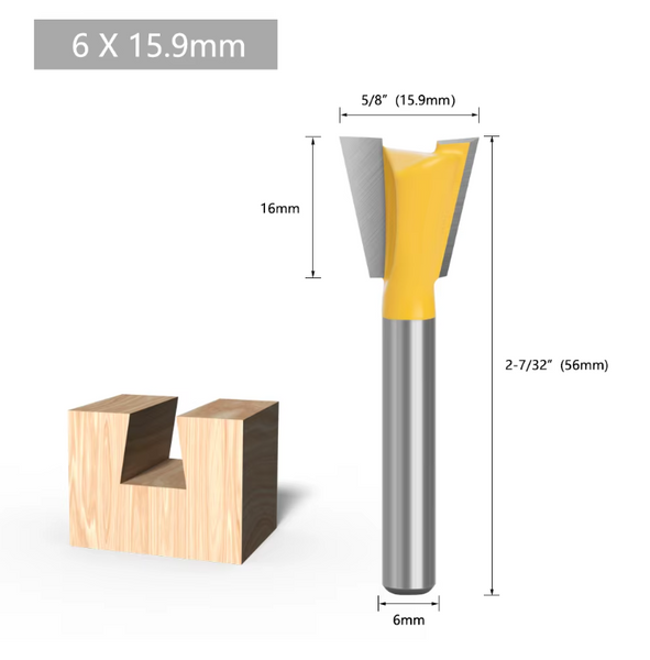 Набір фрез ластівчин хвіст 1/4&rdquo; 3/8&rdquo; 1/2&rdquo; 5/8&rdquo; 3/4&rdquo; 7.8" 1" (хвостовик 6 мм) з 7 шт. F546 фото