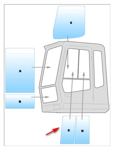 Скло двері верхнє переднє екскаватора Liebherr 900-944 litronic, R912NS, R914-960, R924-645 2841 фото