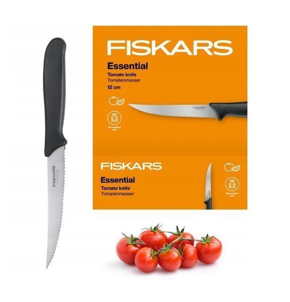 Нож для помидор Fiskars Essential 11 см (зубчатый кухонный нож для томатов и овощей) 487555 фото