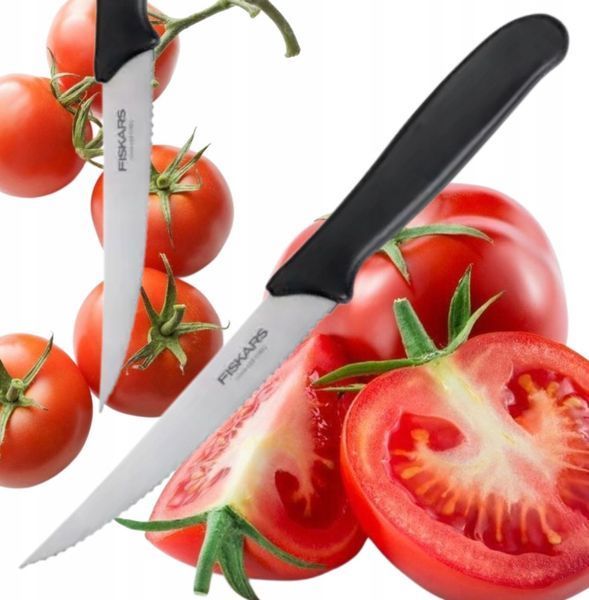 Нож для помидор Fiskars Essential 11 см (зубчатый кухонный нож для томатов и овощей) 487555 фото