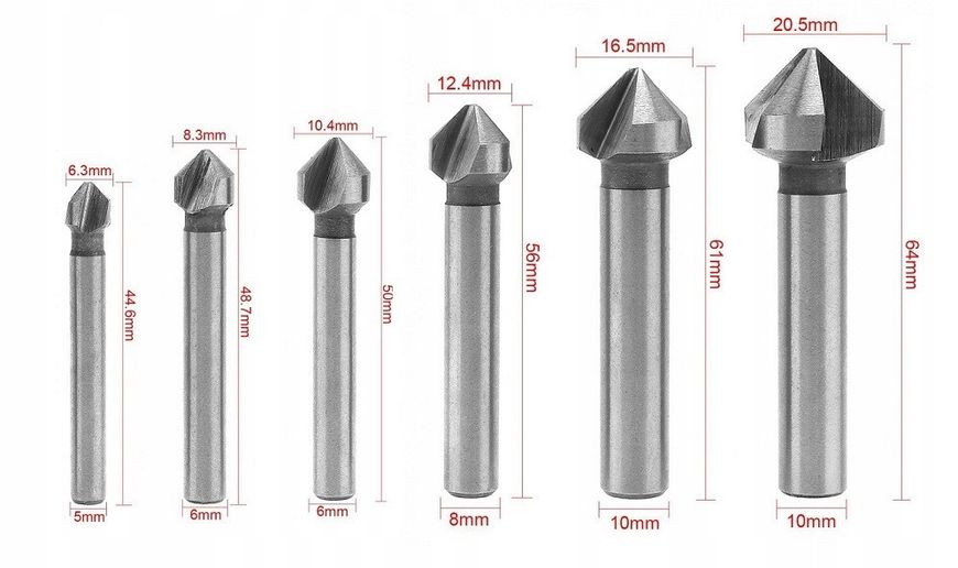 Зенковки по металлу Waart 6 шт. 13365368142 фото