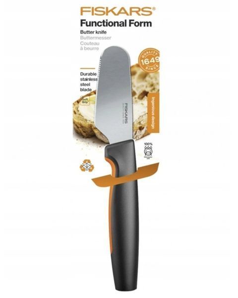 Лопатка для намазывания масла Fiskars 8 см (кухонный нож для масла, творога и джема) 487444 фото