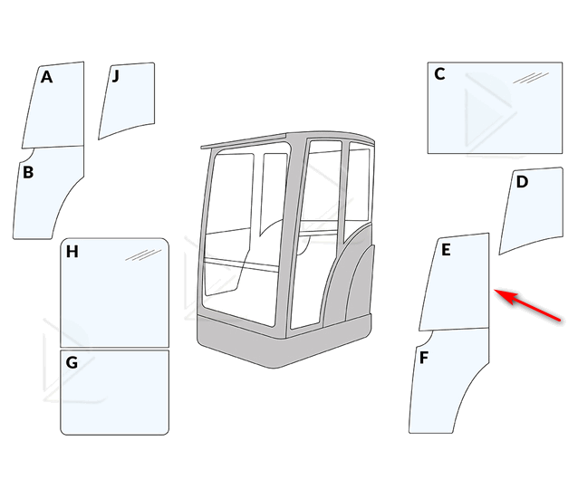 Скло дверне ліве верхнє міні екскаватор O&K RH1.17, RH1.29, RH1.35, RH1.48 3393 фото