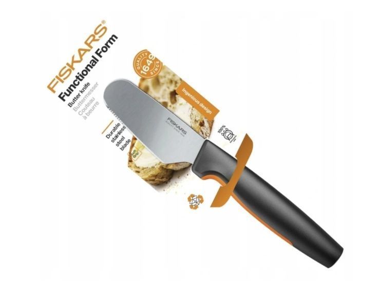 Лопатка для намазывания масла Fiskars 8 см (кухонный нож для масла, творога и джема) 487444 фото