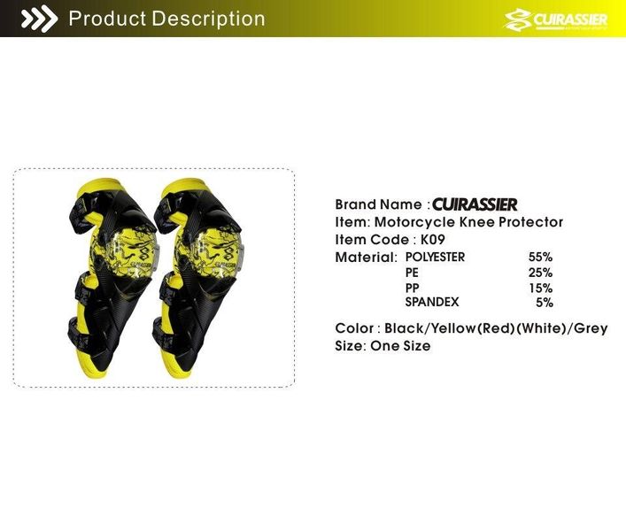 Мотозахист наколінники для мотокросу Cuirassier K09 32841258928 фото