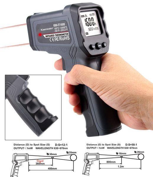 Промисловий термометр KM-IT1600 (-50 ~ 1600 ° C, два режими) 4000016354675-7 фото