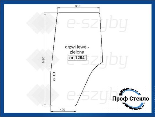 Скло Fiat G170 G190 G210 G240 ліва двері 2 отвори 1284 фото