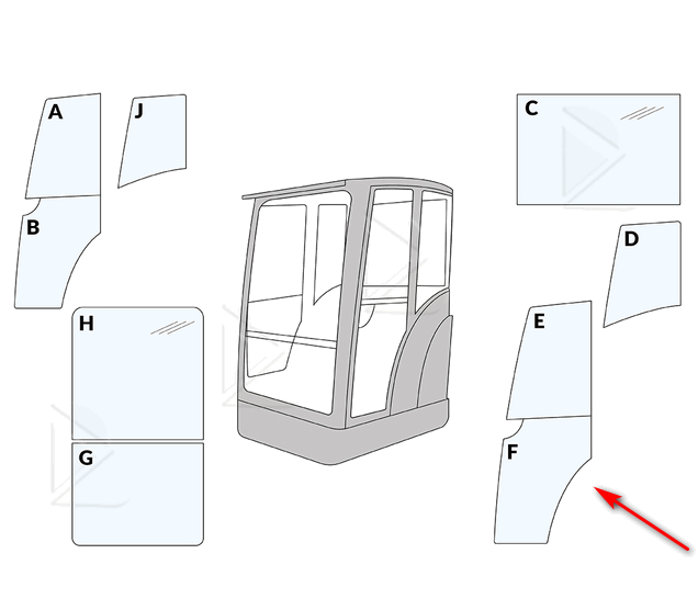 Скло дверне ліве нижнє міні екскаватор O&K RH1.17, RH1.29, RH1.35, RH1.48 5103660531 фото