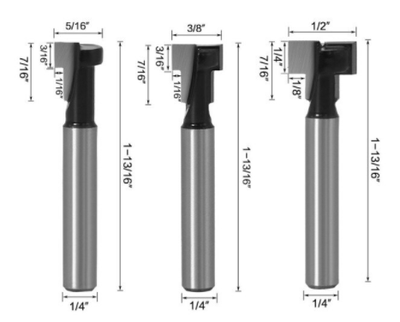 Фрезы по дереву Т-образные с хвостовиком 6.35 3 шт. 5/16 дюйма, 3/8 дюйма, 1/2 дюйма F740 фото