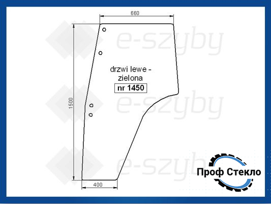 Скло Fiat G170 G190 G210 G240 ліва двері 4 отвори 1450 фото