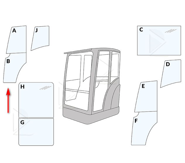 Стекло двери правое нижнее мини экскаватора Schaeff HR12, HR14, HR16, HR18 3445 фото