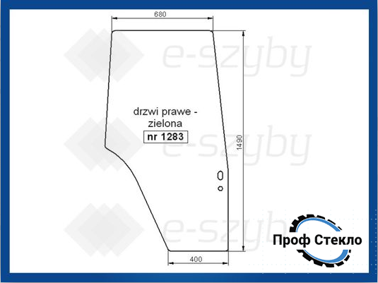 Скло Fiat G170 G190 G210 G240 праві двері 2 орверстия 1283 фото