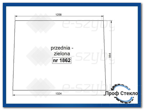 Стекло экскаватор-погрузчик FIat B95 B100 B110B B200B FB100.2 FB110.2 FB200.2 -передний 1862 фото