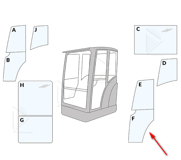 Стекло двери правое нижнее мини экскаватора Schaeff HR12, HR14, HR16, HR18 5103660531 фото