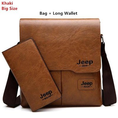 Чоловіча брендова сумка через плече + гаманець Jeep Buluo Black S1003 фото