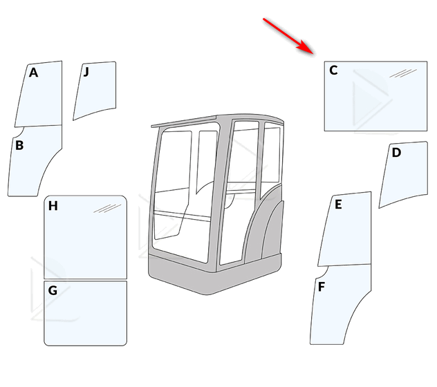 Стекло заднее мини экскаватора Schaeff HR12, HR14, HR16, HR18, HR20, HR32, HR42 5388662554 фото