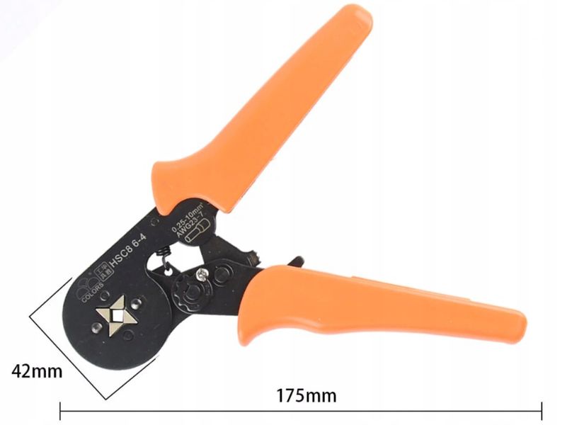 Крымпер-клещи HSC8 6-4 для обжима кабельных наконечников 0,25-10мм² (AWG23-7) + набор (клем) - 600 шт 12865084471 фото
