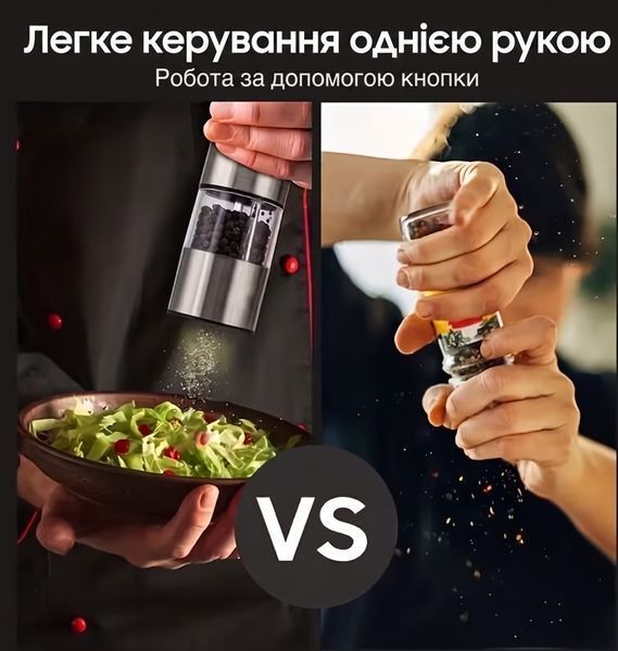 Набір електричних млинків для солі та перцю 2 шт. з нержавіючої сталі (автоматичні, з підсвічуванням та регулюванням помелу) 139930 фото