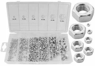 Набір гайок із нержавіючої сталі M3, M4, M5, M6, M8, M10 Vorfal V09053 300 шт. 13478493915 фото