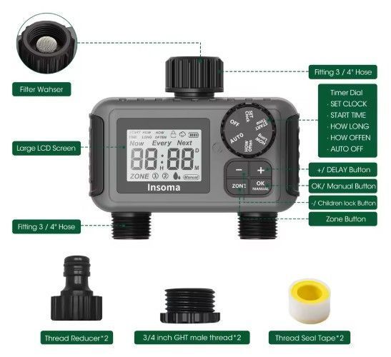 Система поливу Insoma Smart Irrigation з двома виходами 255176 фото