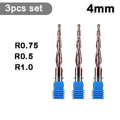 Набір фрез конусних сферичних твердосплавних для гравіювання на верстатах ЧПУ 3 шт. 32990806419-27 фото