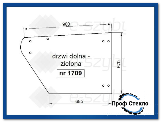 Скло John Deere — Телескопічний навантажувач — 3200 3215 3220 3400 3415 3420 — двері Нижня 1709 фото