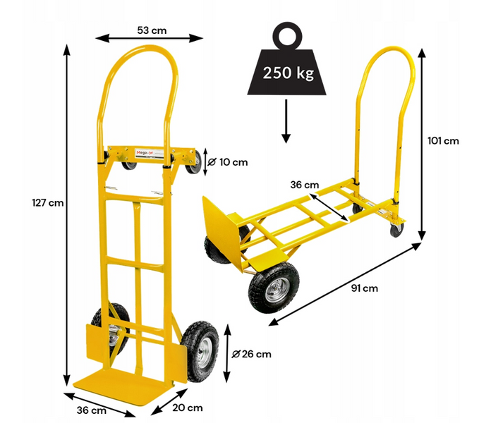 Тележка транспортная Mega-M 250кг 2в1 тачковая раскладная 250кг 2в1 14803102850 фото