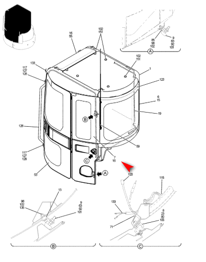 Стекло боковое левое мини экскаватора Kobelco SK20SR-3, SK27SR-3, SK30SR-3, SK35SR-3 72280851 фото