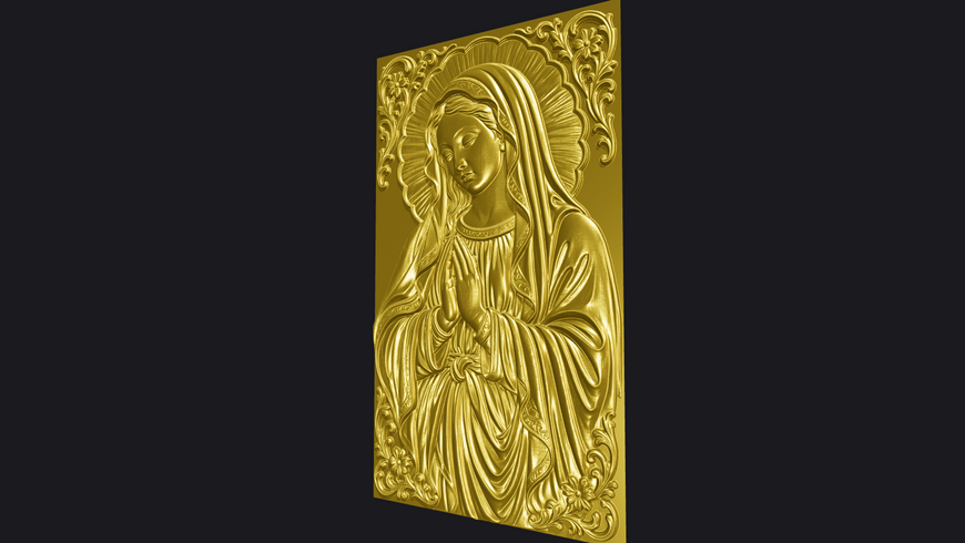 3D STL модель Ікона Святої Богородиці для ЧПУ (рельєф для різьблення по дереву) Ikona-Wood-002 фото