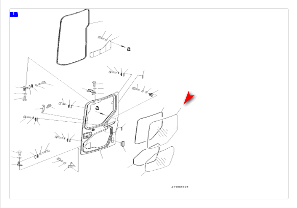 Стекло двери верхнее левое мини экскаватора Komatsu PC20MR-2, PC27MR-2, PC30MR-2 2595 фото