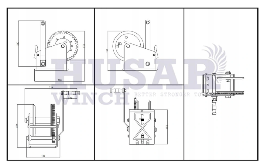 Ручная лебедка BSTR 1600 фунтов (стальной трос 10 м, тяговое усилие 720 кг) 11178658004 фото