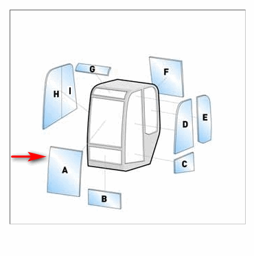 Скло переднє верхнє міні екскаватора Pel Job EB30.4, EB306, EB406, EB506, EB706 7415559 фото